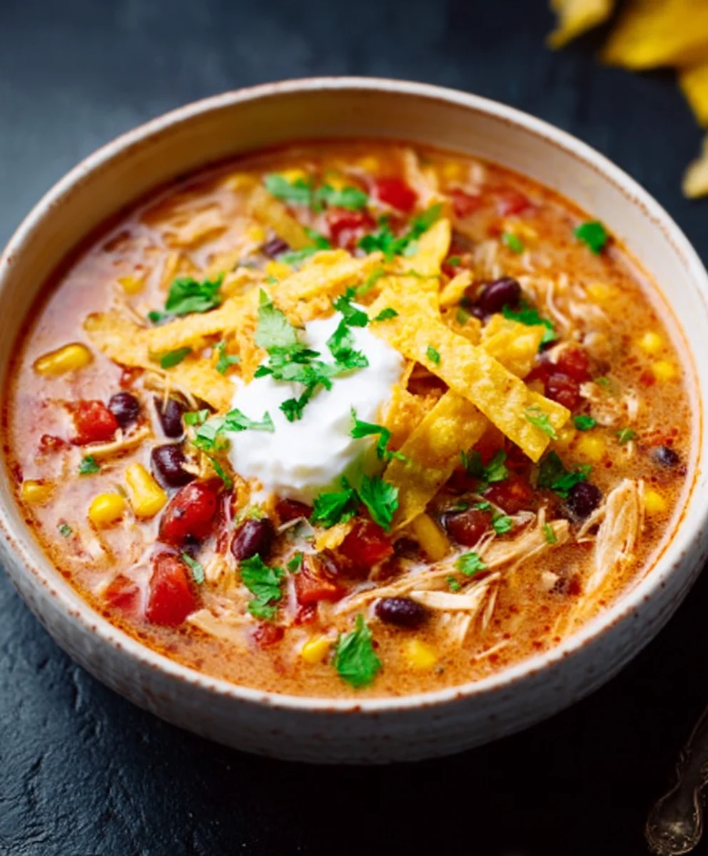 Easy Crockpot Chicken Tortilla Soup Recipe - Flavorful & Quick