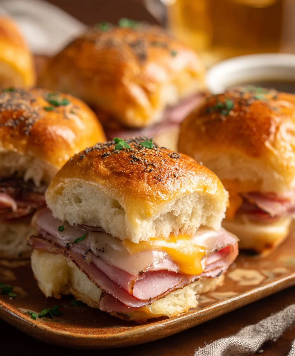 Baked Beef Beef Ham Cheese Sliders-Easy Crowd Pleaser