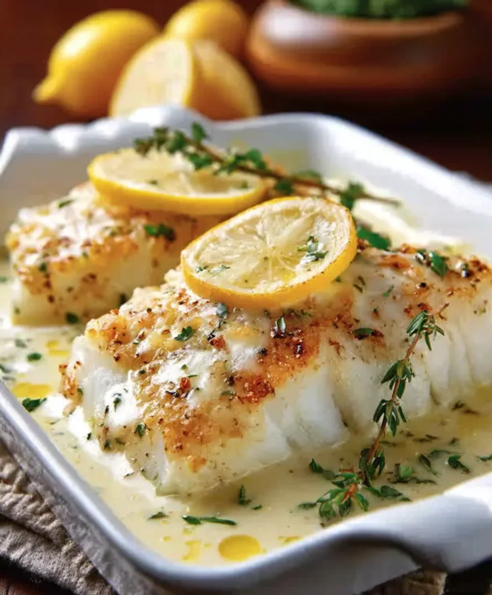 Easy Baked Cod Coconut Lemon Cream Sauce Recipe