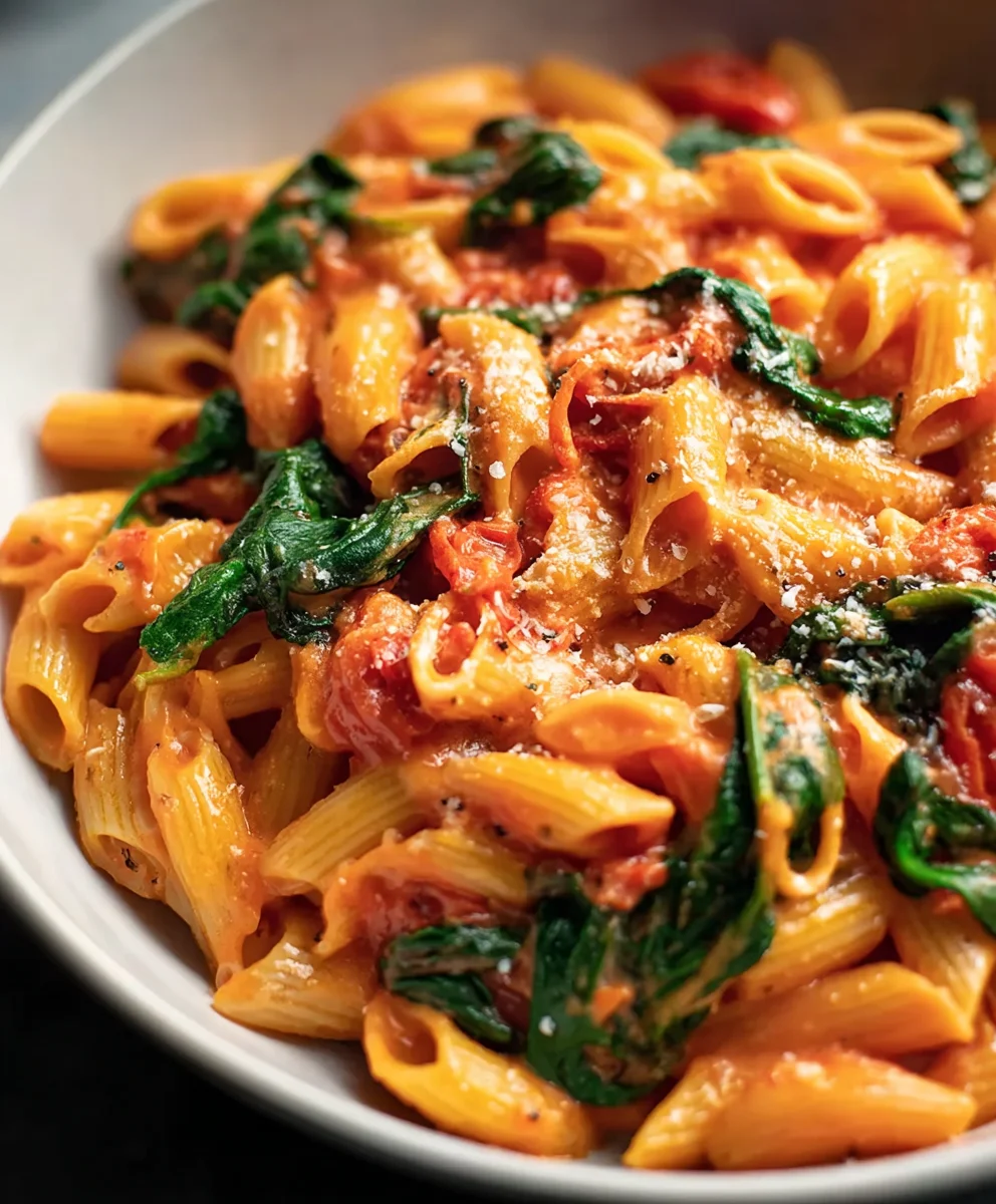 Creamy Tomato Spinach Pasta Recipe - Easy & Delicious