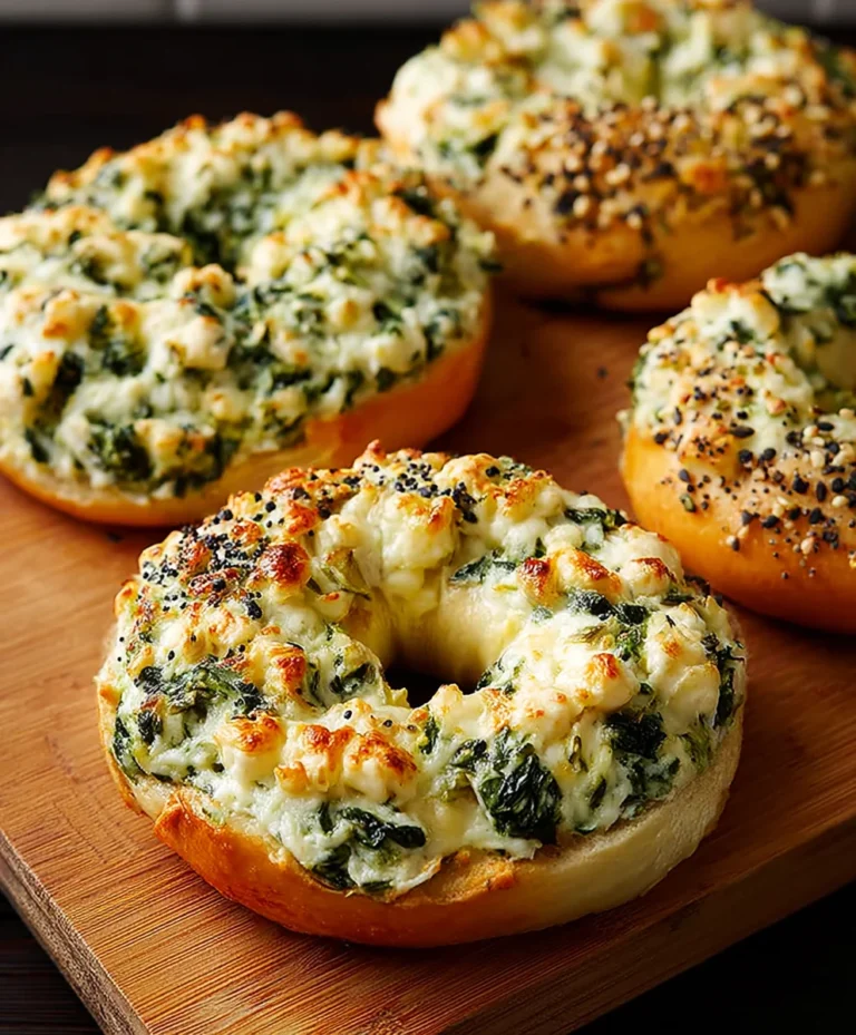 Cheesy Spinach Artichoke Bagels Delicious and Easy