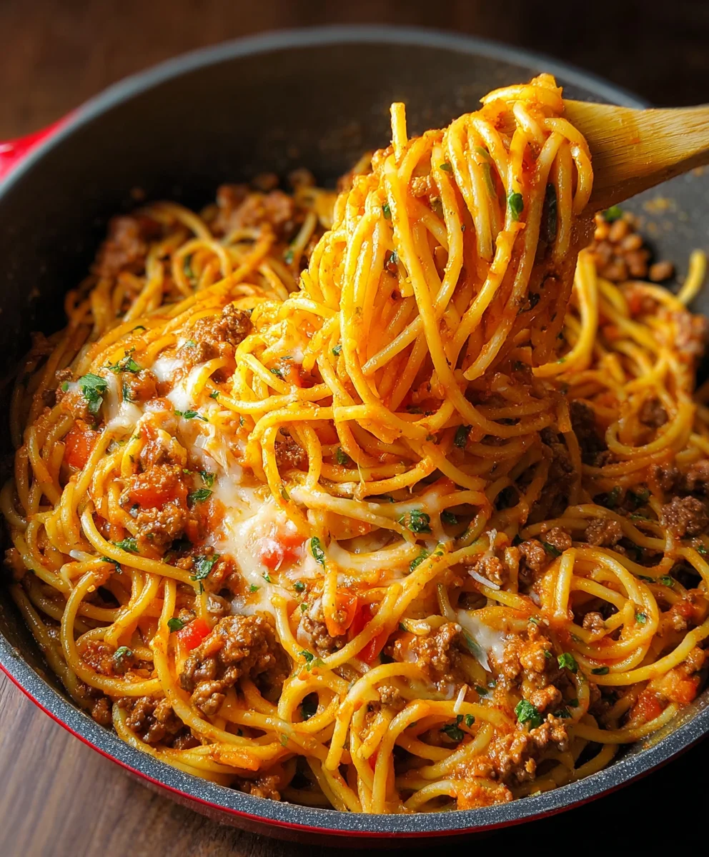 Easy One Pot Taco Spaghetti - Dinner Done