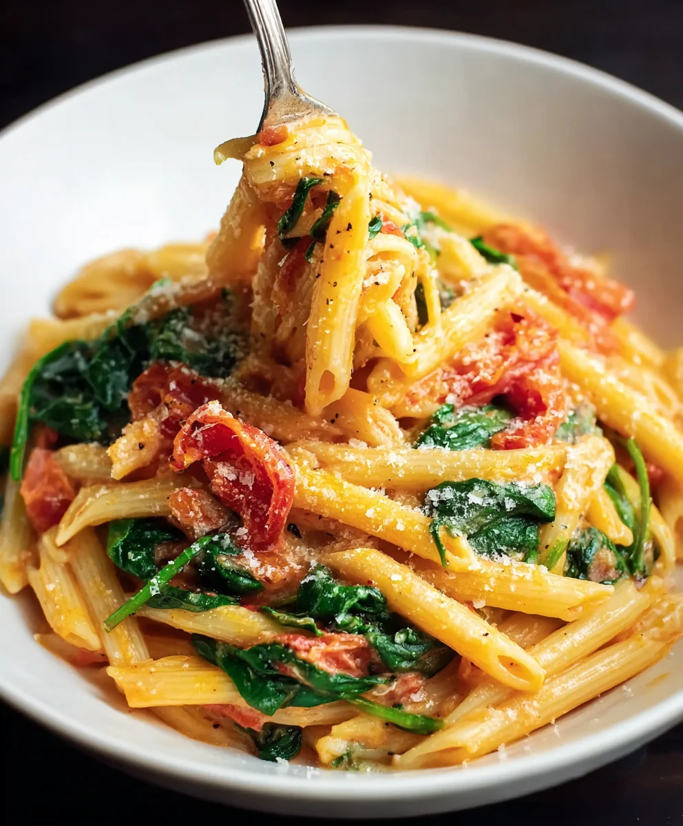 Creamy Tomato Spinach Pasta Recipe - Easy & Delicious