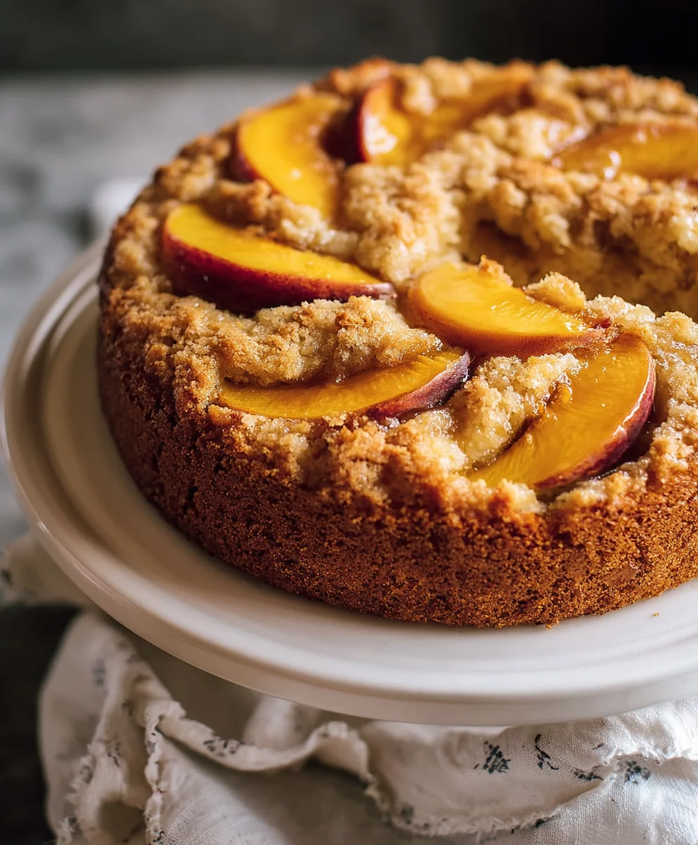 Vegan Peach Coffee Cake-Easy & Delicious Recipe