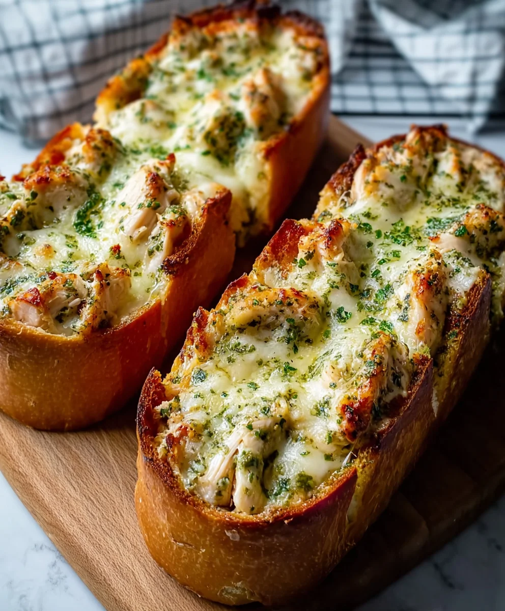 Pesto Chicken Garlic Bread - Easy & Delicious Recipe