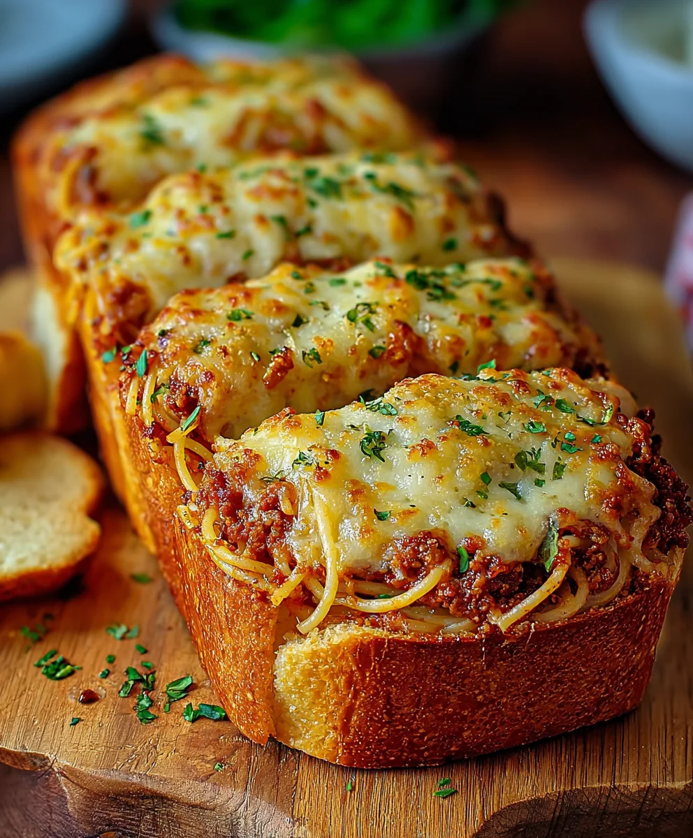 Spaghetti Stuffed Garlic Bread - Ultimate Comfort Food
