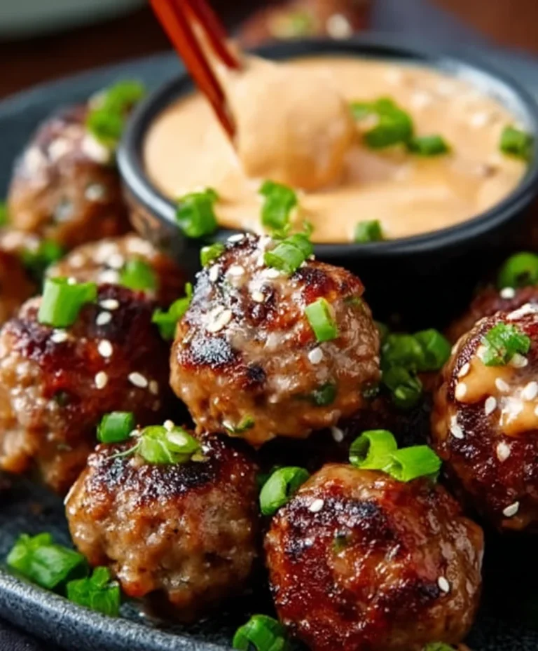 Korean BBQ Beef Meatballs Spicy Mayo Dip Recipe