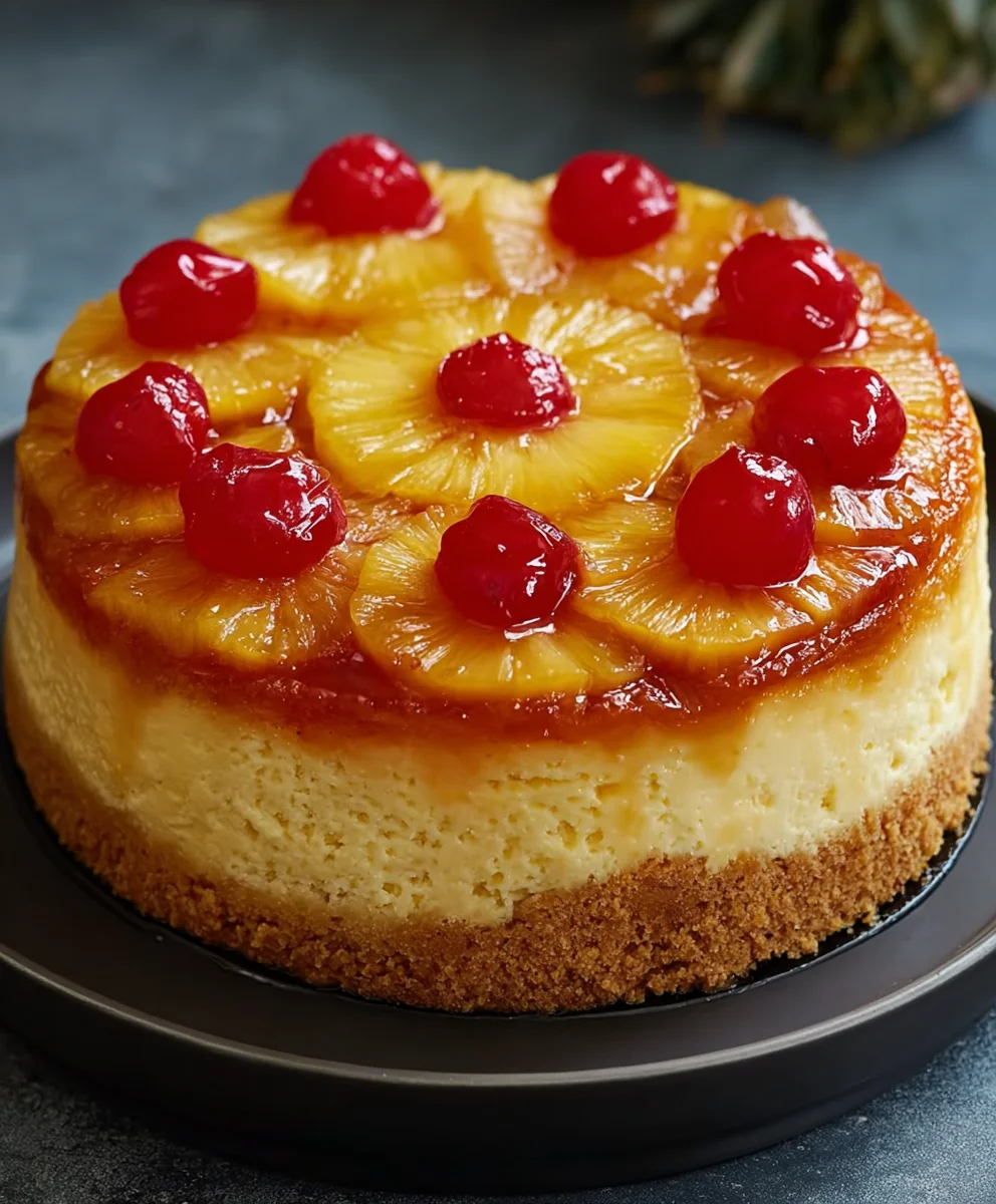 Pineapple Upside Down Cheesecake - Easy Dessert