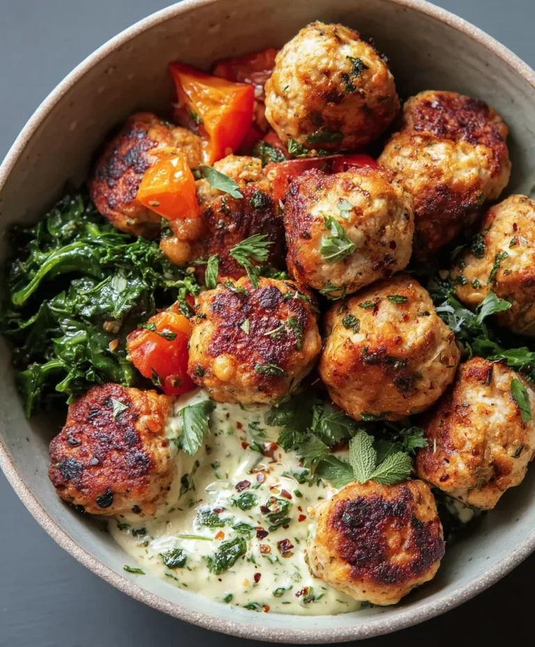 Herby Chicken Meatball Bowl- Easy Healthy Meal