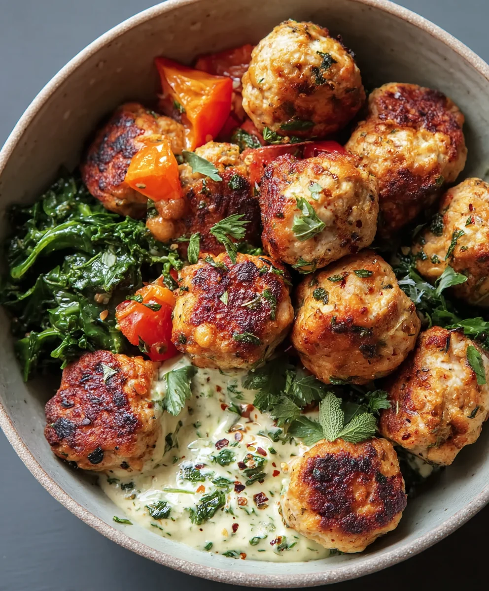 Herby Chicken Meatball Bowl- Easy Healthy Meal