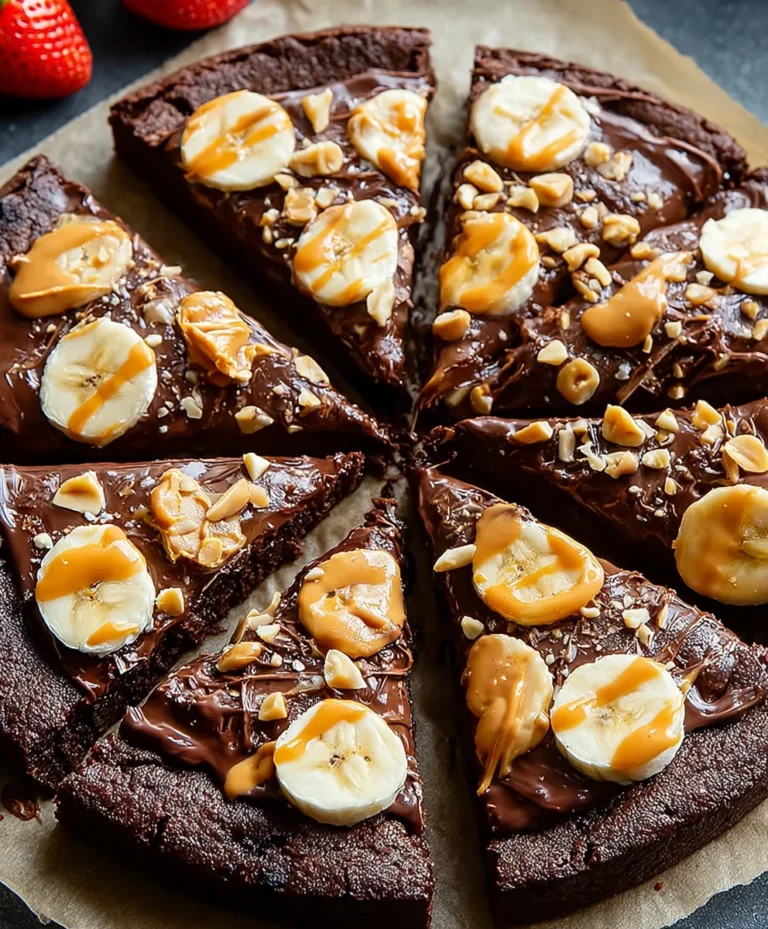 Chocolate Peanut Butter Brownie Pizza-Decadent Dessert