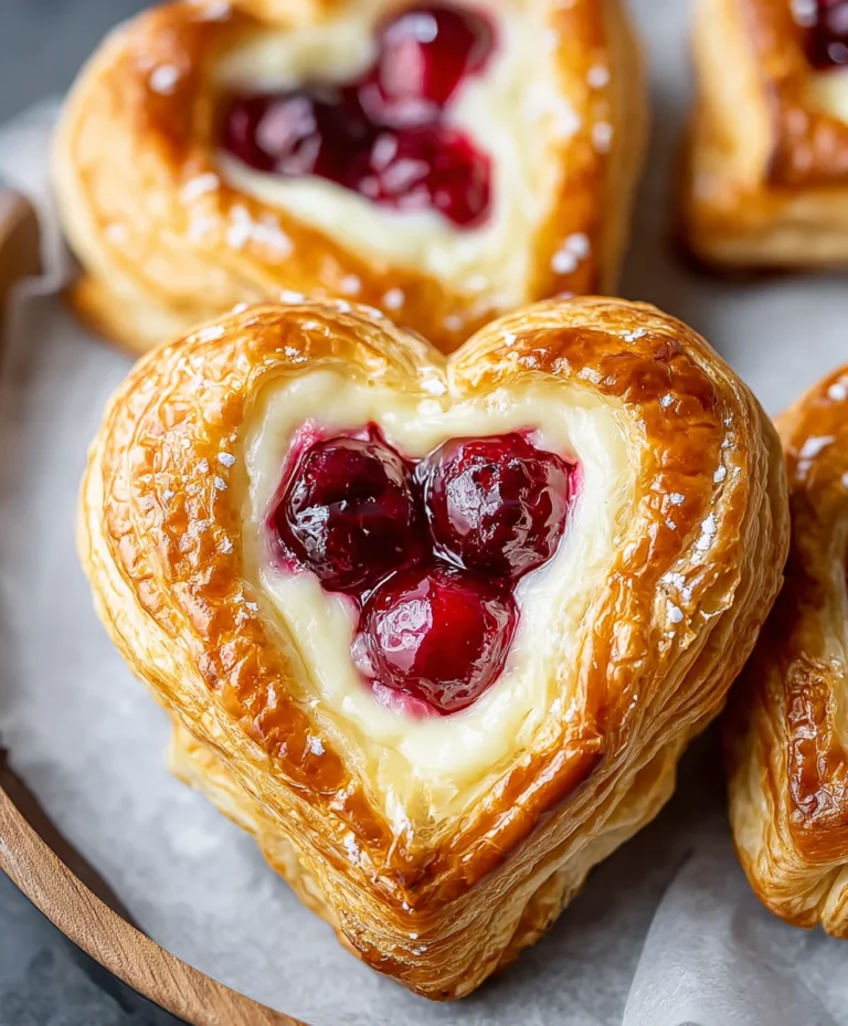 Heart-Shaped Cherry Cheese Danish Recipe Delight