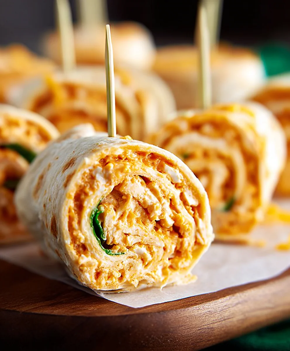 Spicy Buffalo Chicken Tortilla Pinwheels - Easy Appetizer