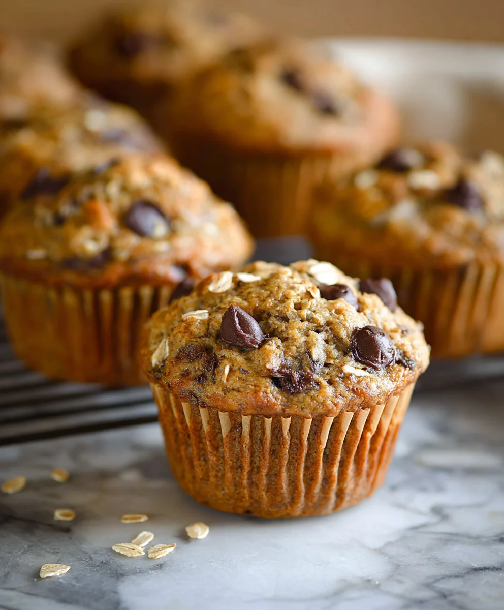 Healthy Banana Oatmeal Muffins - Chocolate Chip Treat