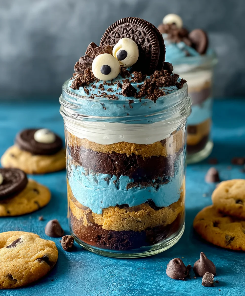 Cookie Monster Cake Jars-Fun Treat Recipe