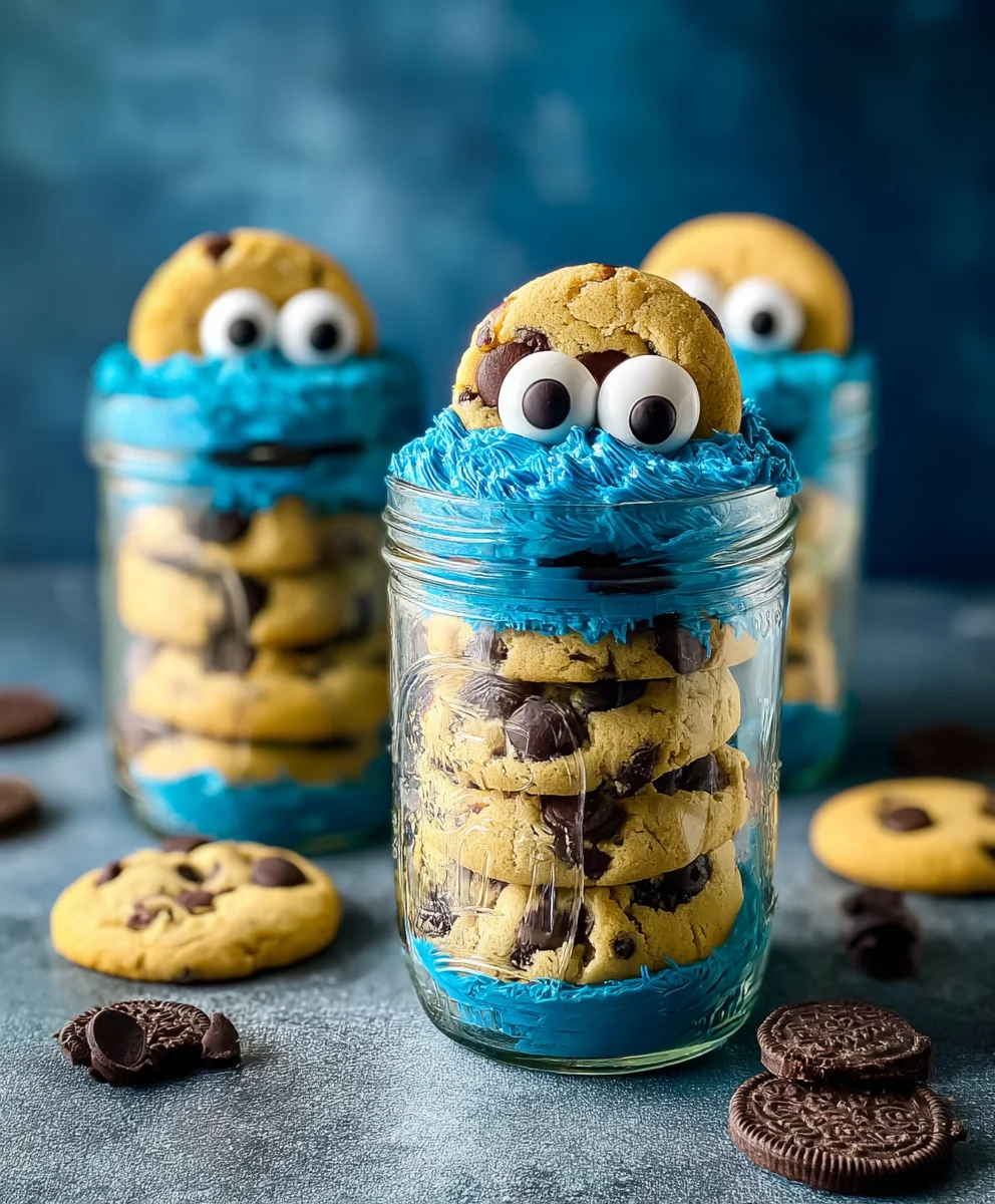 Cookie Monster Cake Jars-Fun Treat Recipe