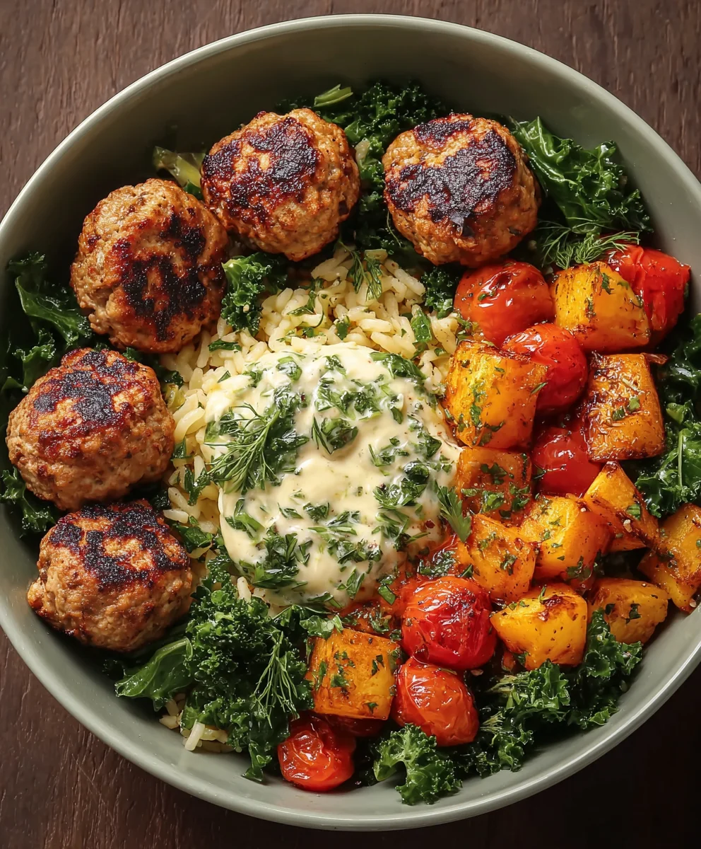 Herby Chicken Meatball Bowl- Easy Healthy Meal