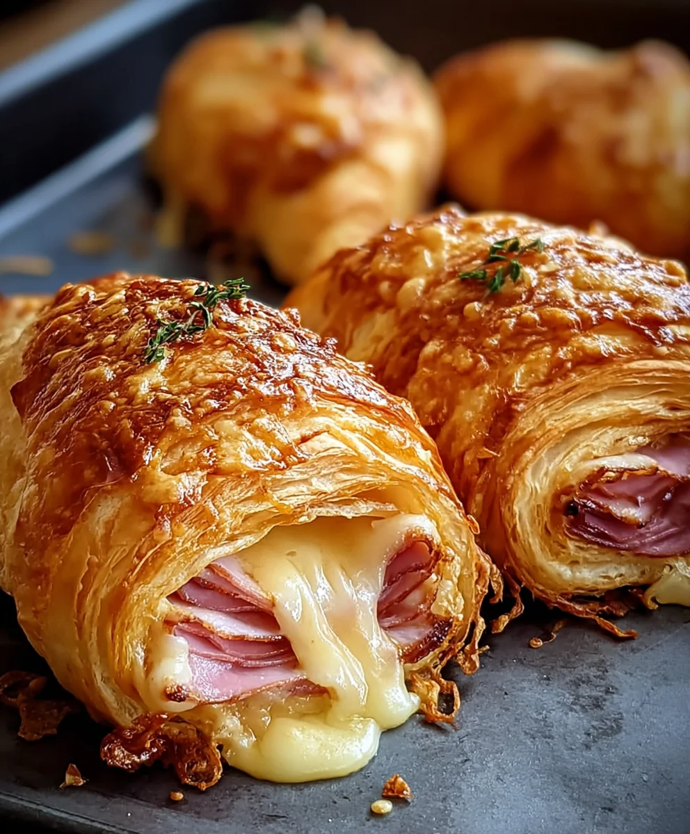 Baked Beef Beef Ham Cheese Croissants - Easy Recipe