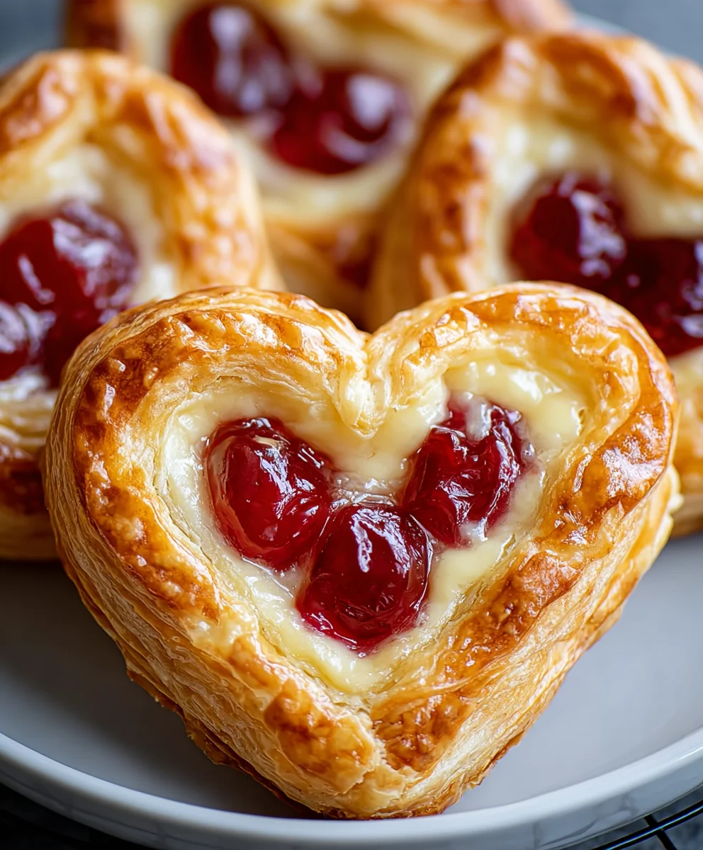 Heart-Shaped Cherry Cheese Danish Recipe Delight