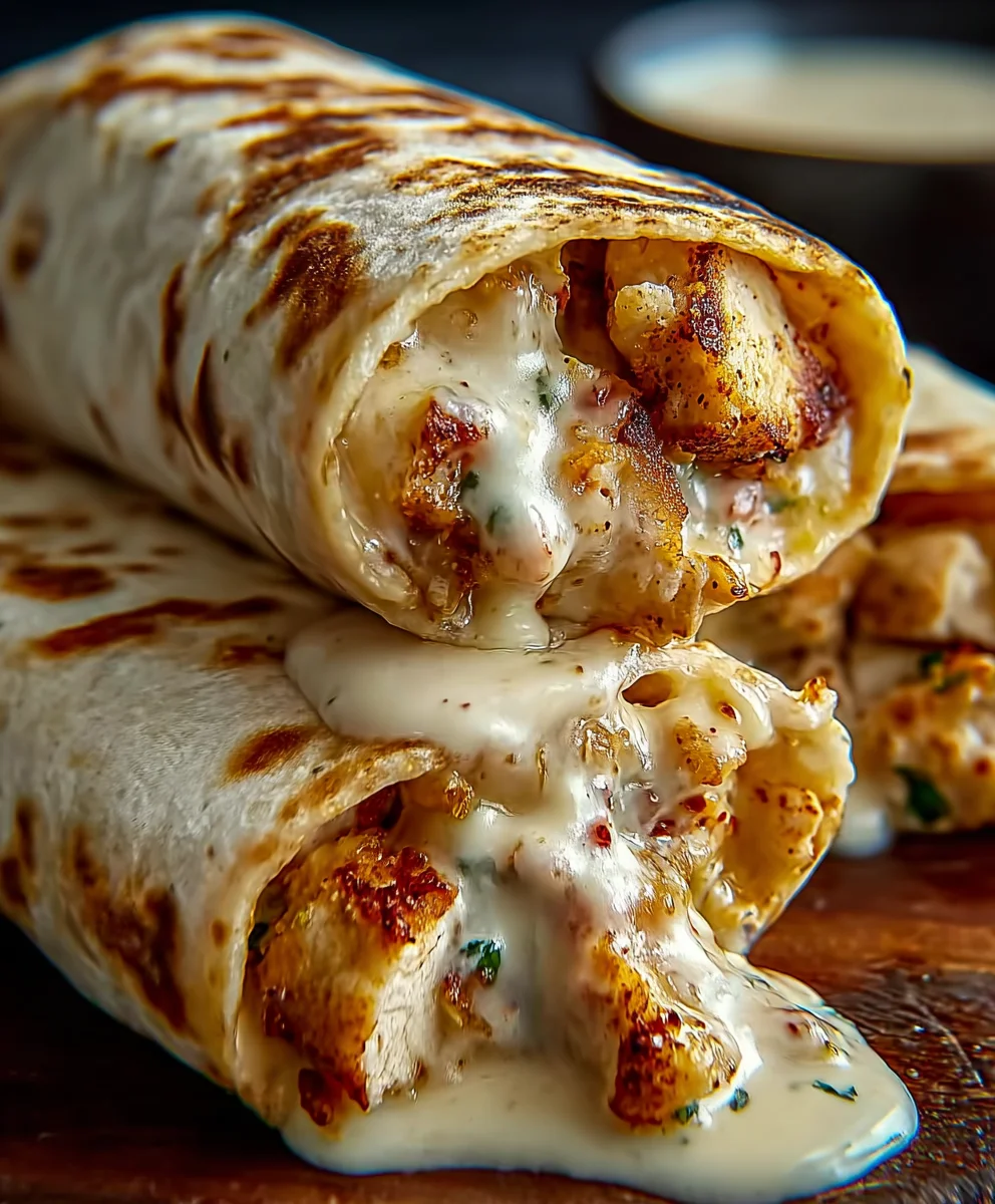 Cheesy Garlic Chicken Wraps - Easy Tasty Dinner