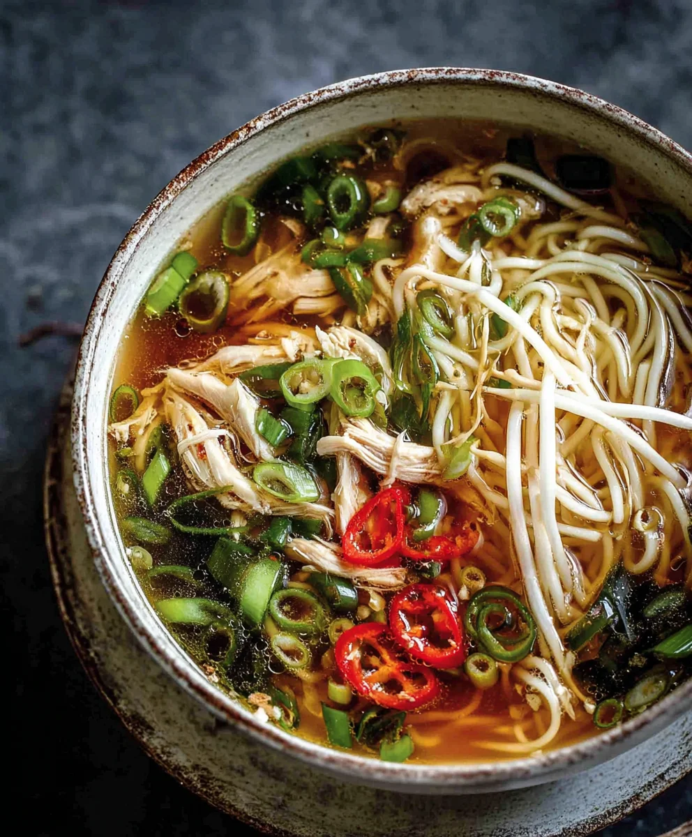 Gin Extract Scallion Chicken Noodle Soup - Flavorful and Fresh