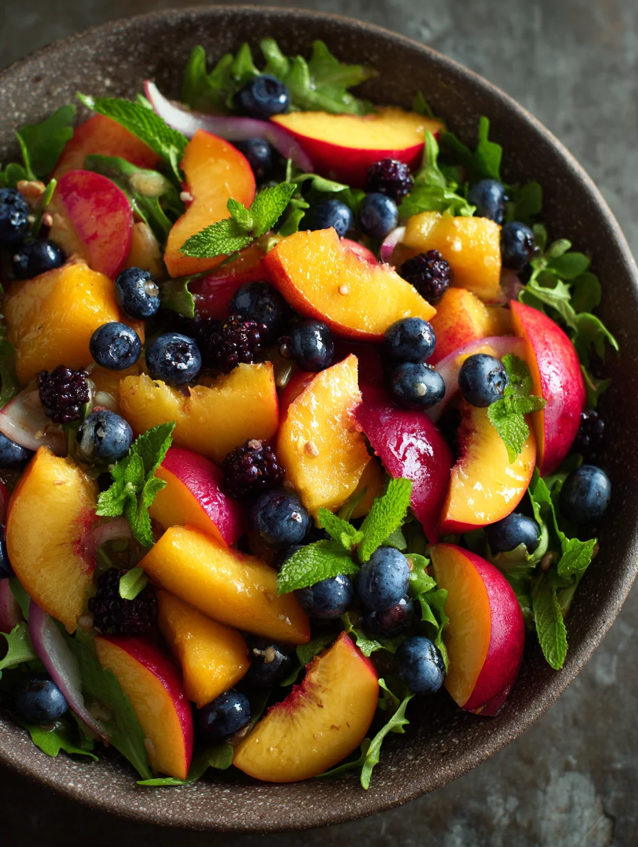 Peach Blueberry Non-Non-Non-Alcoholic Alternativeic Non-Alcoholic Ale Salad - Refreshing Summer Bite