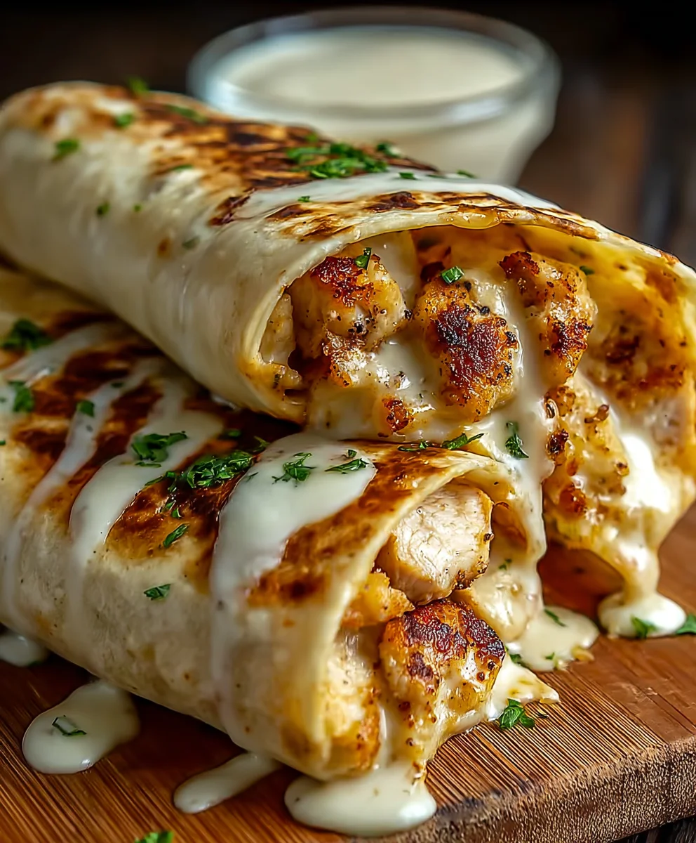 Cheesy Garlic Chicken Wraps - Easy Tasty Dinner