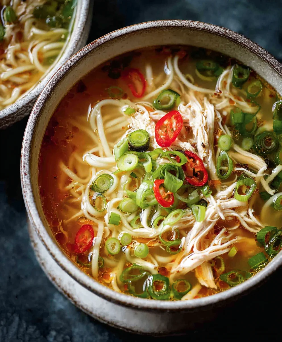 Gin Extract Scallion Chicken Noodle Soup - Flavorful and Fresh