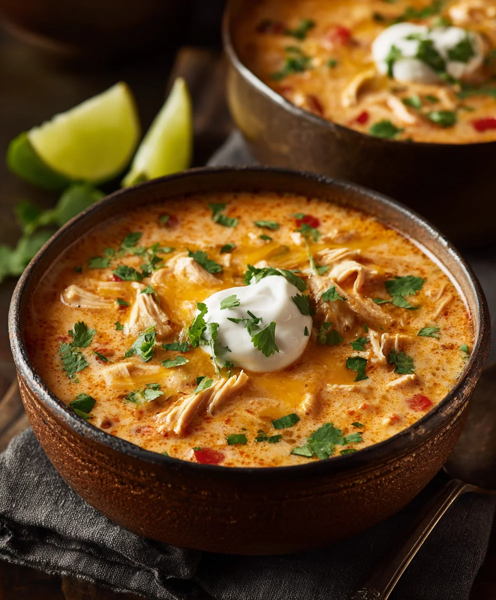 Creamy Chicken Enchilada Soup- Easy & Flavorful Recipe
