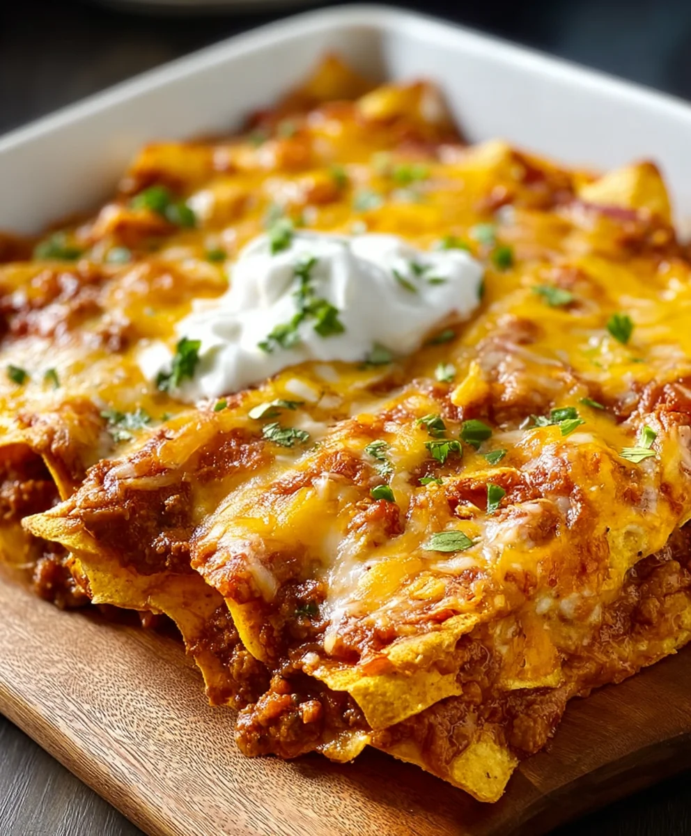 Easy Beef Tortilla Chip Enchiladas - Quick & Delicious