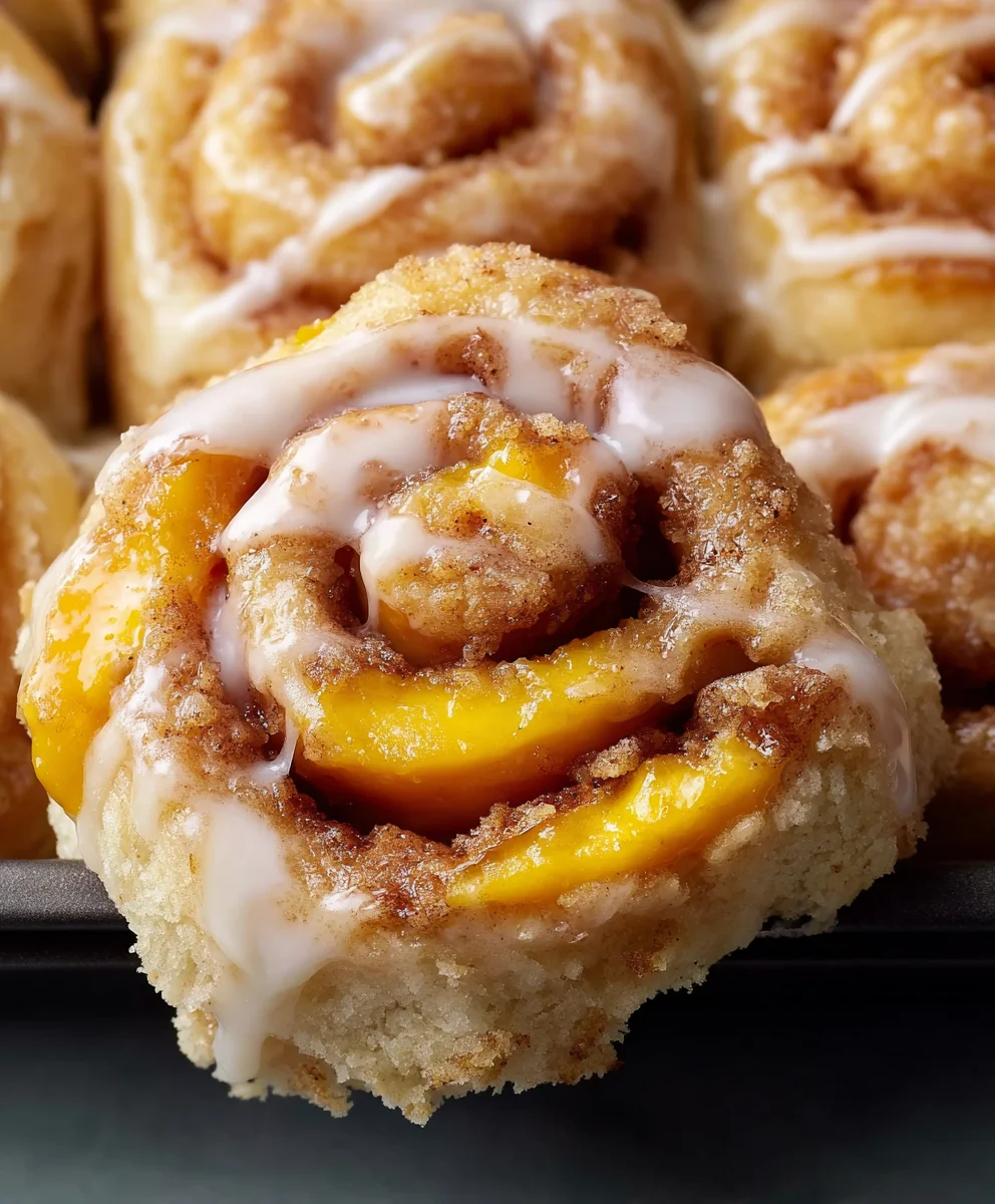 Peach Cobbler Cinnamon Rolls-Sweet Summer Treat