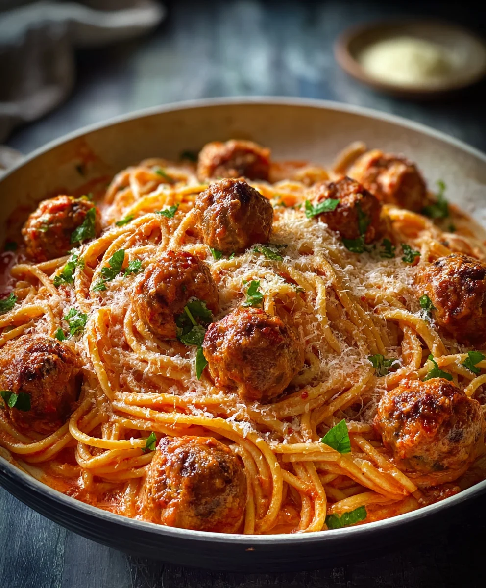 Creamy Beef Spaghetti & Meatballs-Quick & Easy Recipe