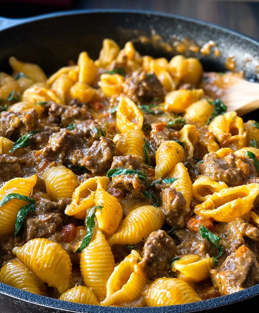 Creamy Beef and Shells-Quick Weeknight Dinner