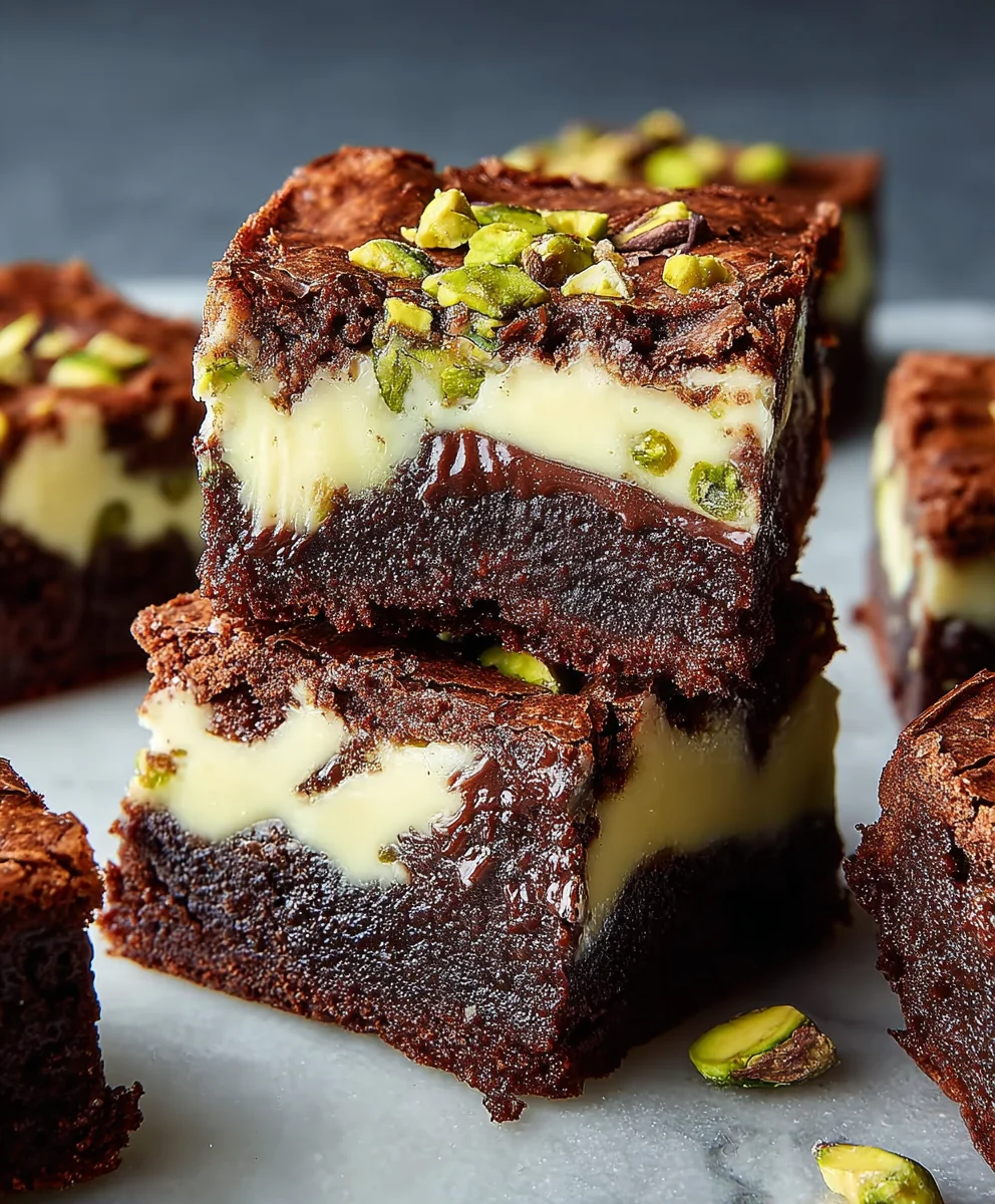 Pistachio Cheesecake Brownies - Decadent & Delicious