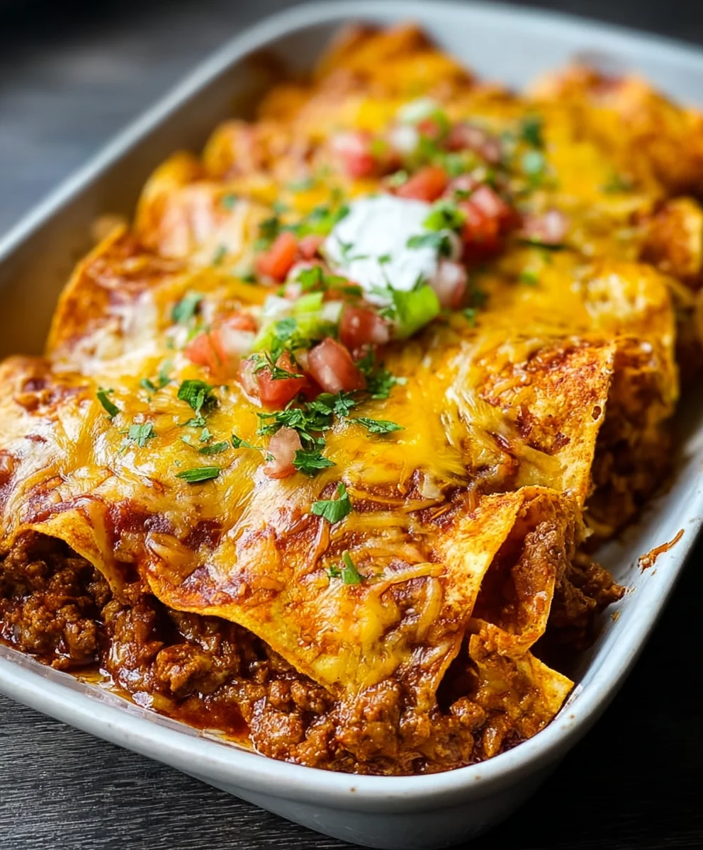 Easy Beef Tortilla Chip Enchiladas - Quick & Delicious
