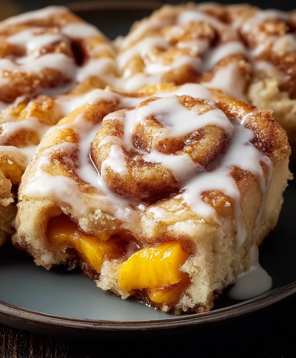 Peach Cobbler Cinnamon Rolls-Sweet Summer Treat