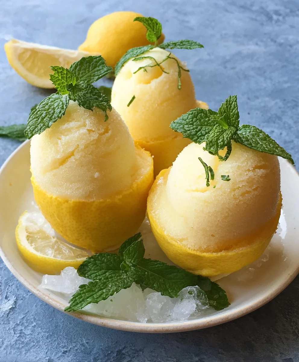 Frozen Lemon Shell Sorbetto - Refreshing Dessert