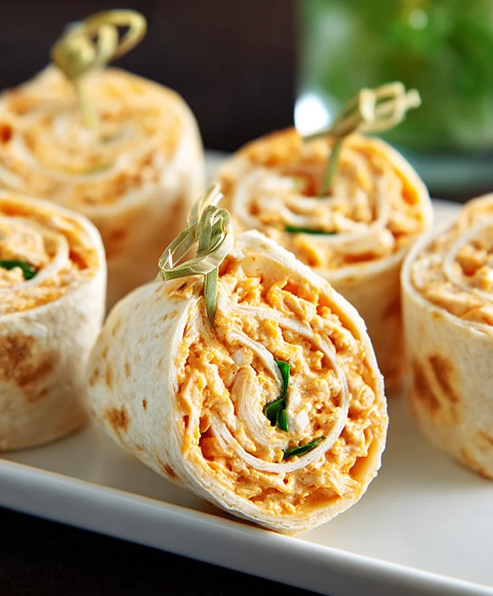 Spicy Buffalo Chicken Tortilla Pinwheels - Easy Appetizer