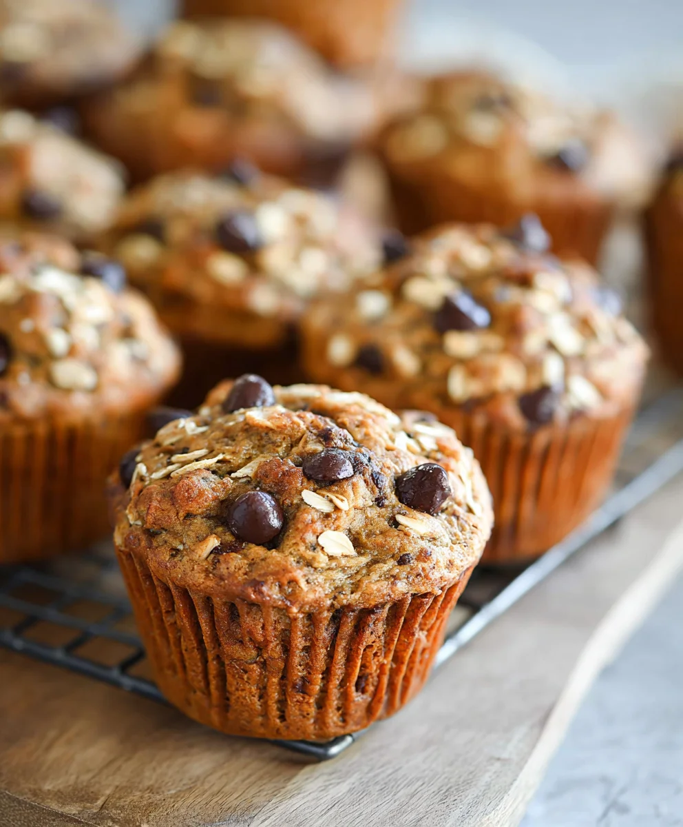 Healthy Banana Oatmeal Muffins - Chocolate Chip Treat