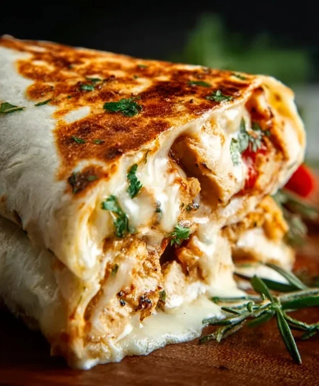 Cheesy Garlic Chicken Wraps
