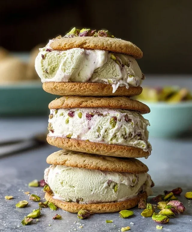 Pistachio Cookie Ice Cream Sandwiches