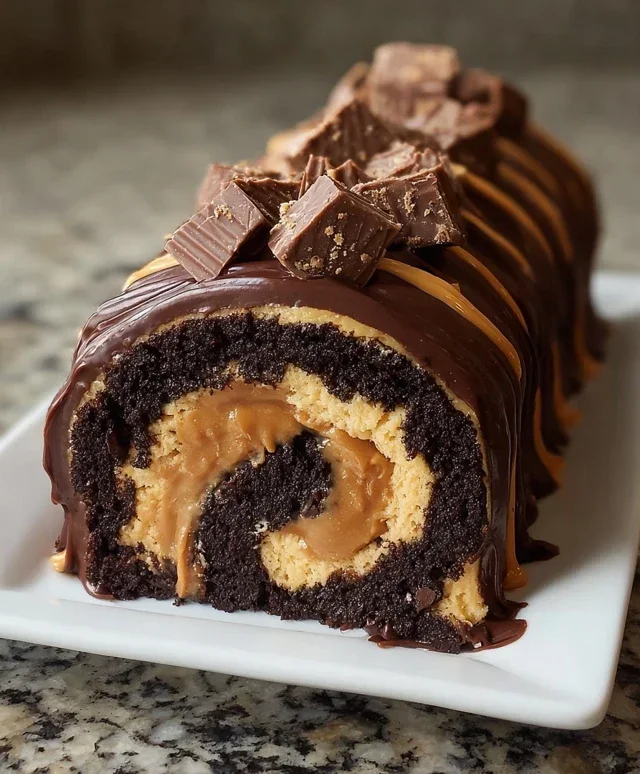 Peanut Butter Cup Chocolate Roll Cake