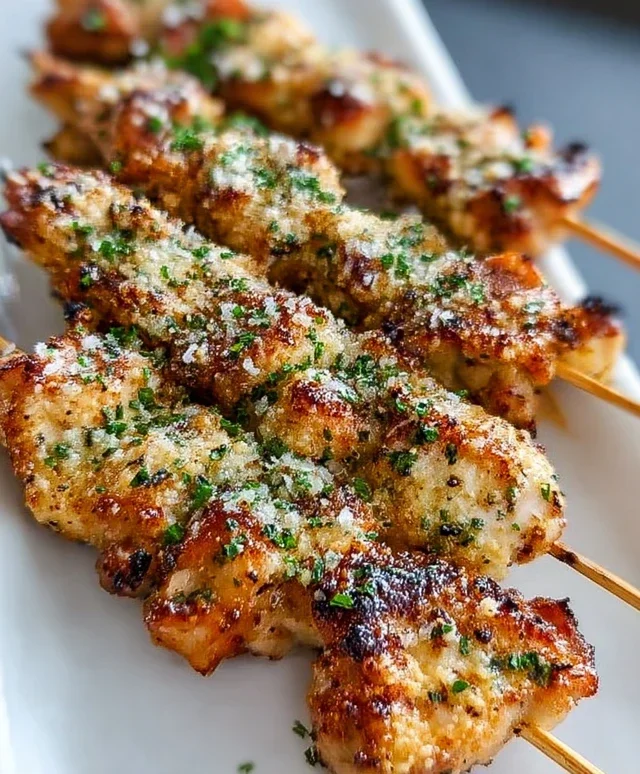 Ranch Garlic Parmesan Chicken Skewers