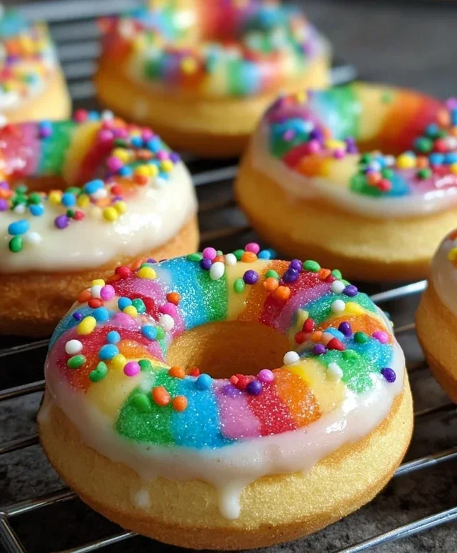 Mini Rainbow Vanilla Bean Donuts