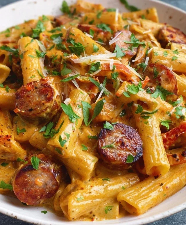One Pot Creamy Cajun Sausage Pasta (30-Minutes)
