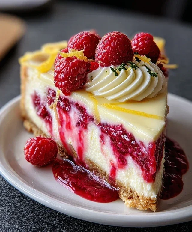 Raspberry Lemon White Chocolate Cheesecake