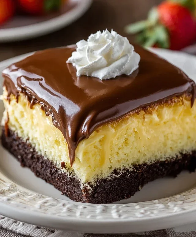 Boston Cream Poke Cake
