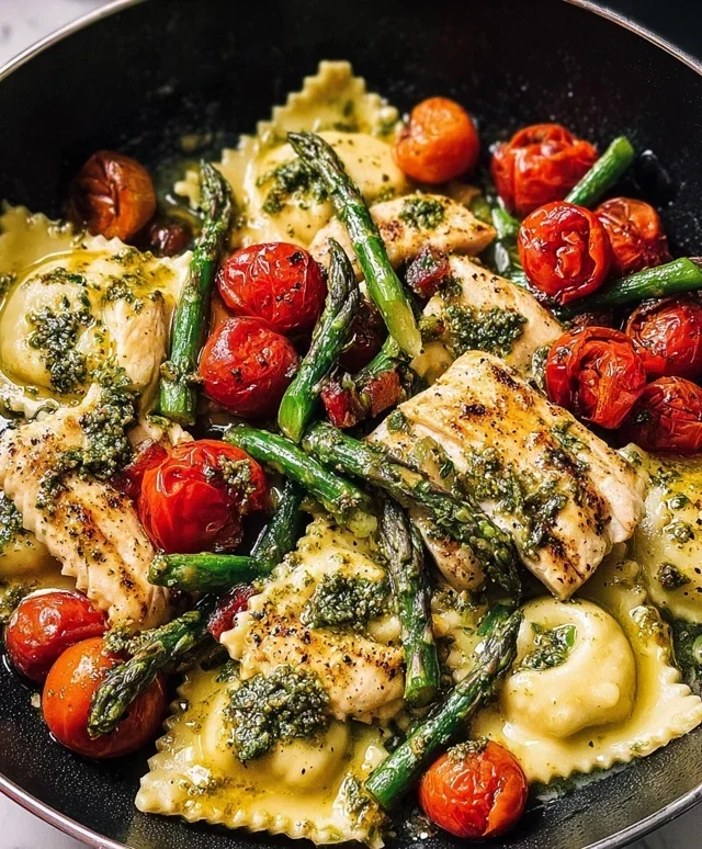 Chicken Ravioli with Pesto and Veggies