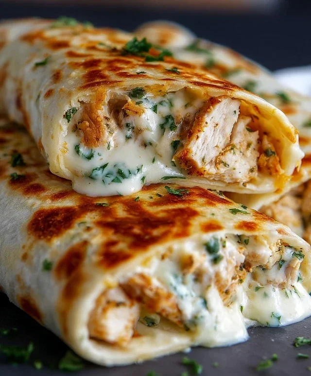 Low Carb Cheesy Garlic Chicken Wraps