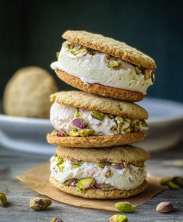 Pistachio Cookie Ice Cream Sandwiches